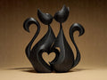 Two Kittens in Love | Schwarze 3D-gedruckte Katzenfigur | Symbol für Liebe & Harmonie | 29Flo Black Series | Romantisches Designobjekt Fehn-factory.de
