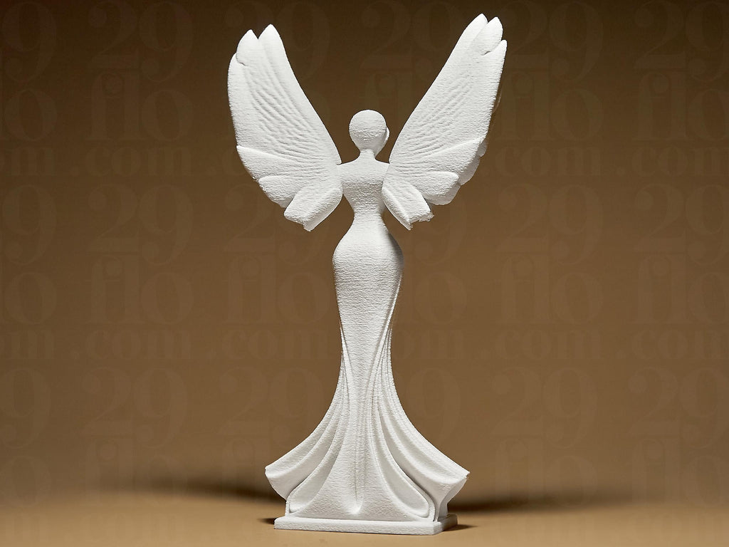 Modern Angel Statuette | Weißer 3D-gedruckter Engel | Symbol für Schutz, Hoffnung & Frieden | 29Flo White Series | Elegante Dekoskulptur Fehn-factory.de