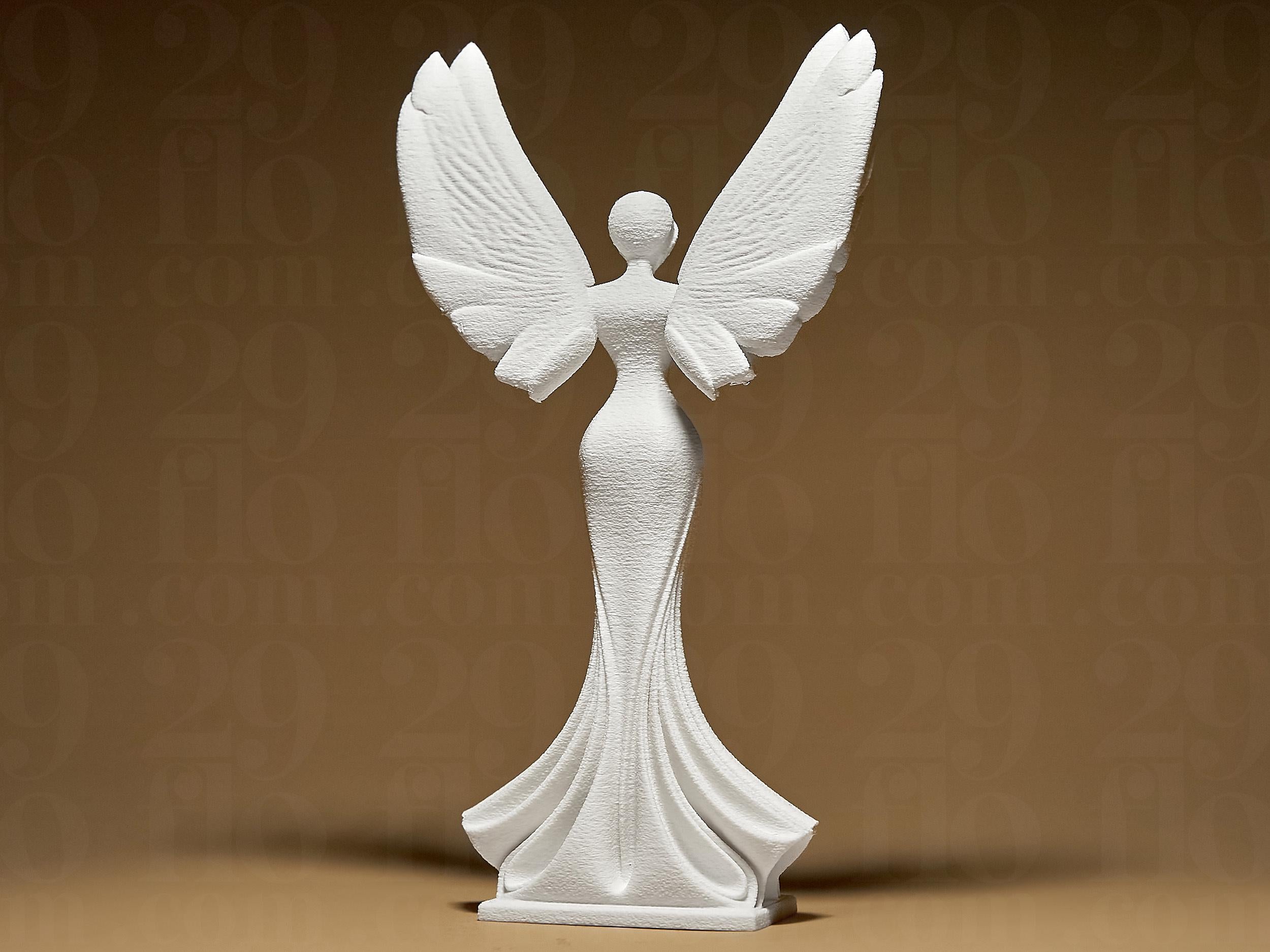 Modern Angel Statuette | Weißer 3D-gedruckter Engel | Symbol für Schutz, Hoffnung & Frieden | 29Flo White Series | Elegante Dekoskulptur Fehn-factory.de