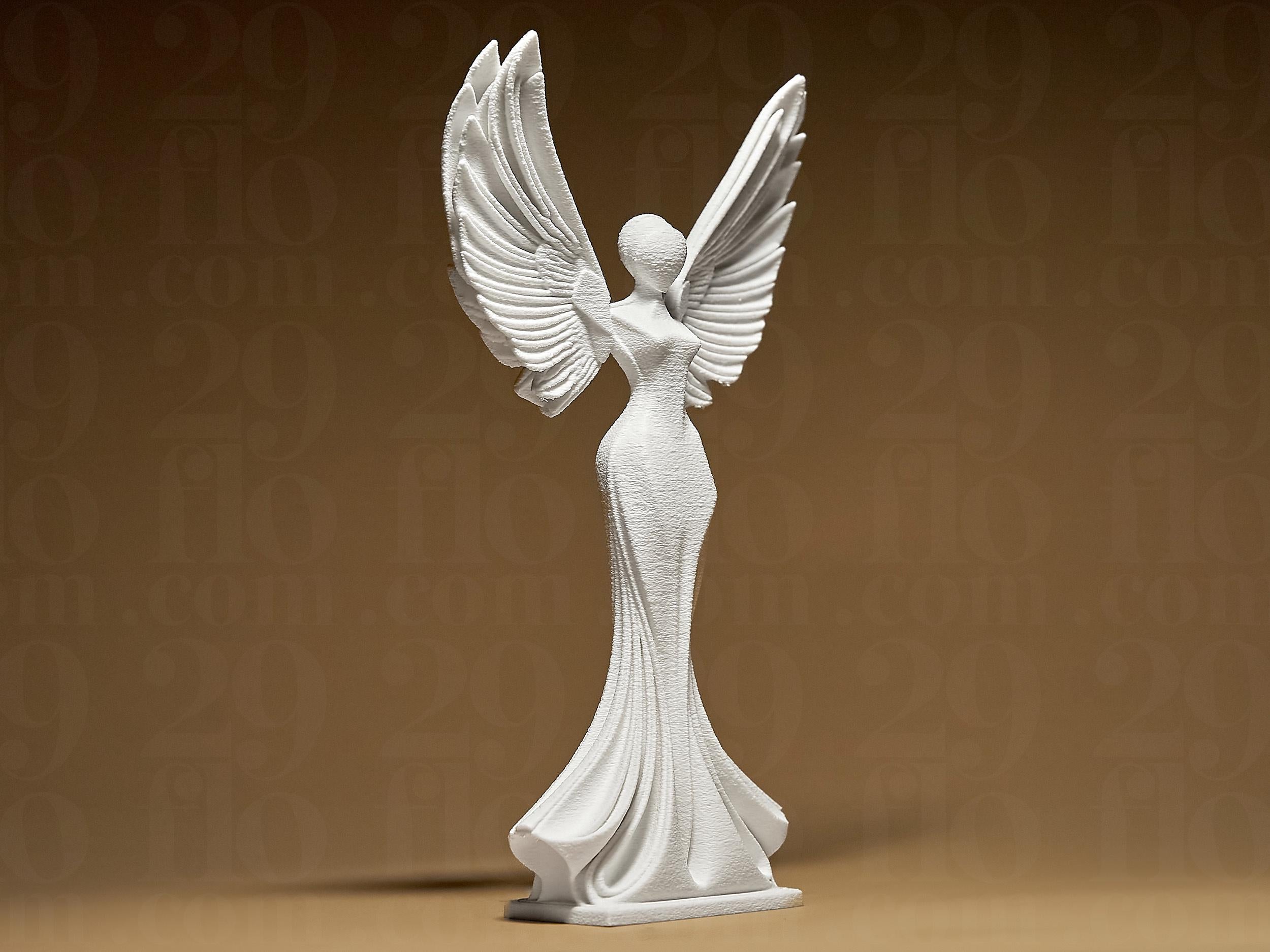 Modern Angel Statuette | Weißer 3D-gedruckter Engel | Symbol für Schutz, Hoffnung & Frieden | 29Flo White Series | Elegante Dekoskulptur Fehn-factory.de