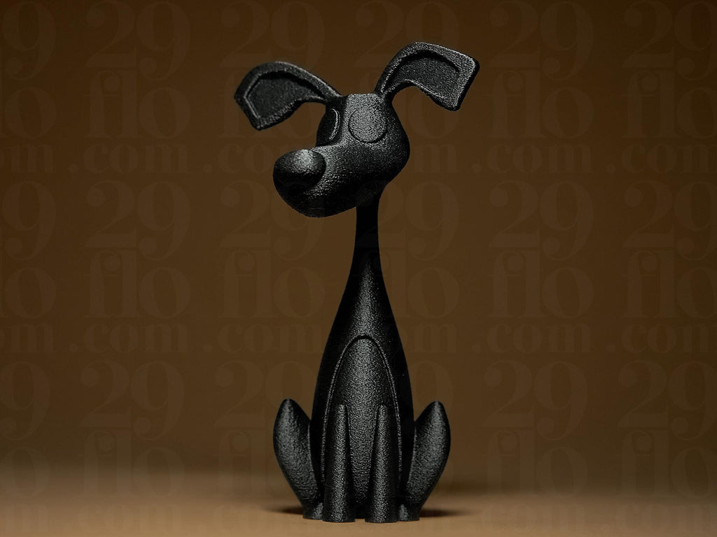 Funny Dog Figurine | Schwarze Hundefigur im modernen Stil | 3D-gedruckte Dekofigur | 29Flo Black Series | Lustiges Designobjekt Fehn-factory.de