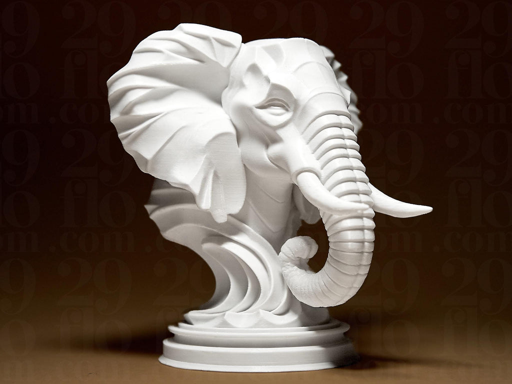 Elegant Elephant Sculpture | Elefantenfigur im modernen Stil | 3D-gedruckte Designskulptur | 29Flo White Series | Symbol Stärke & Weisheit Fehn-factory.de