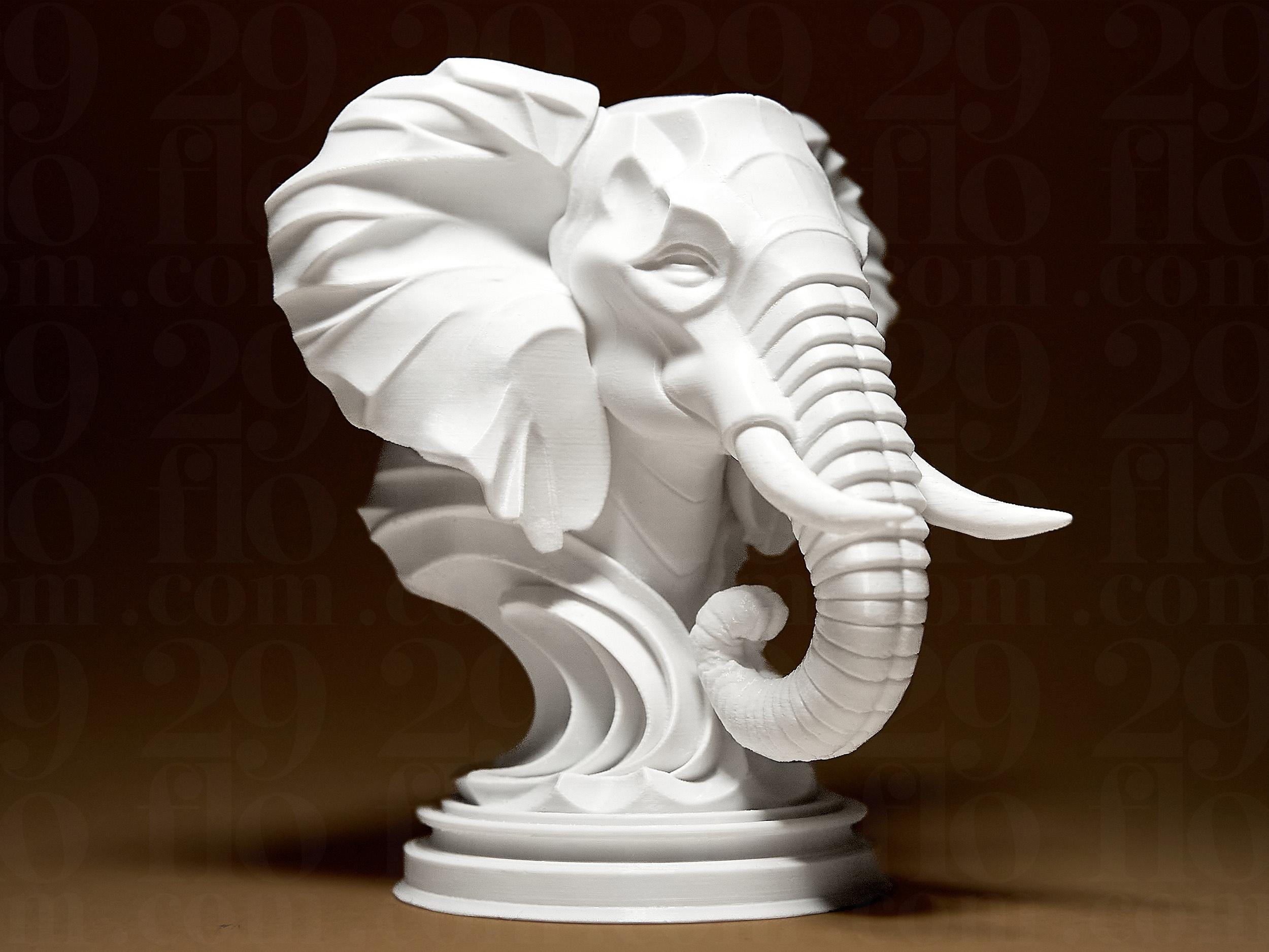 Elegant Elephant Sculpture | Elefantenfigur im modernen Stil | 3D-gedruckte Designskulptur | 29Flo White Series | Symbol Stärke & Weisheit Fehn-factory.de