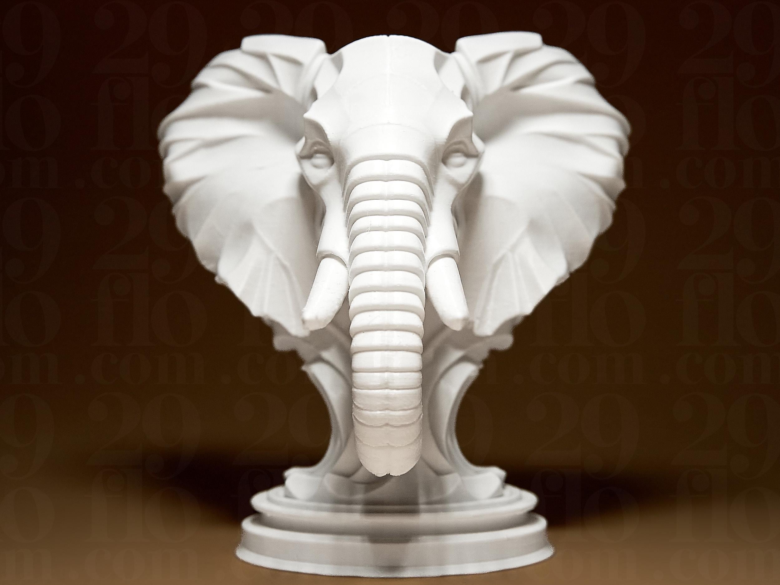 Elegant Elephant Sculpture | Elefantenfigur im modernen Stil | 3D-gedruckte Designskulptur | 29Flo White Series | Symbol Stärke & Weisheit Fehn-factory.de