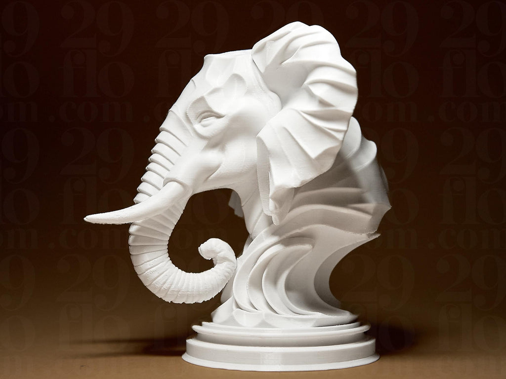 Elegant Elephant Sculpture | Elefantenfigur im modernen Stil | 3D-gedruckte Designskulptur | 29Flo White Series | Symbol Stärke & Weisheit Fehn-factory.de