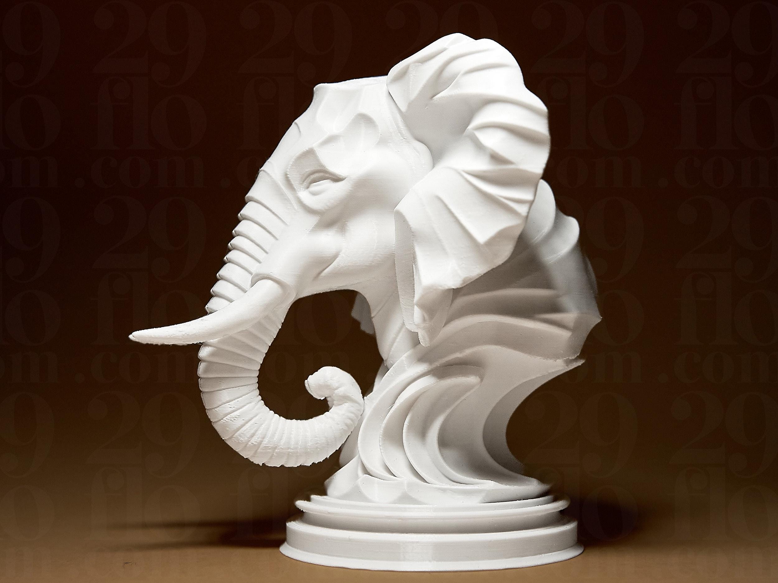Elegant Elephant Sculpture | Elefantenfigur im modernen Stil | 3D-gedruckte Designskulptur | 29Flo White Series | Symbol Stärke & Weisheit Fehn-factory.de