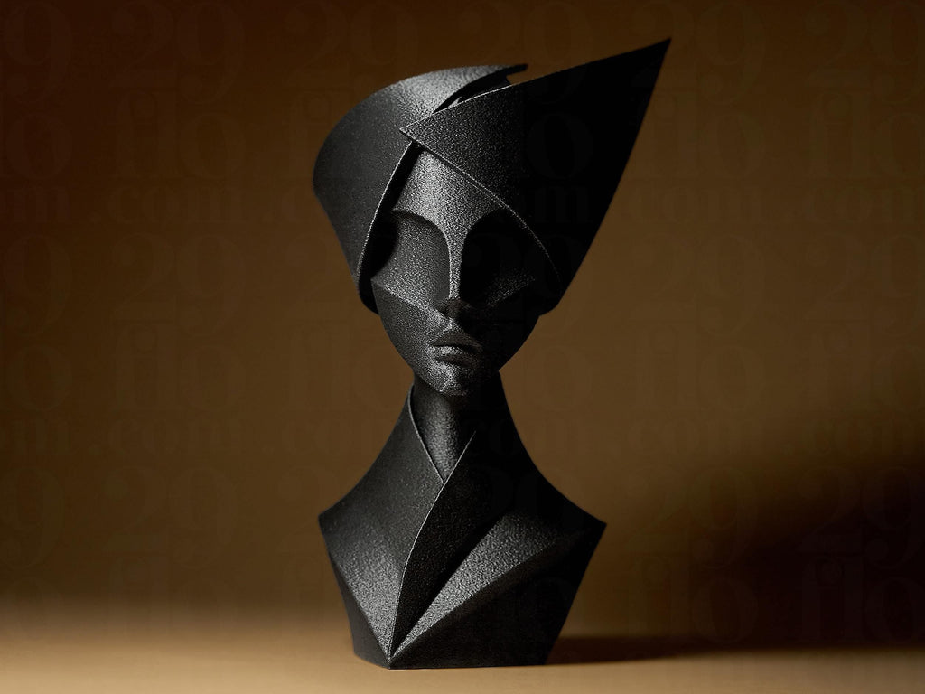 Minimalistic Woman Sculpture | Abstrakte Frauenbüste in Schwarz | 3D-gedruckte Skulptur | 29Flo Black Series | Symbol für Eleganz & Stärke Fehn-factory.de