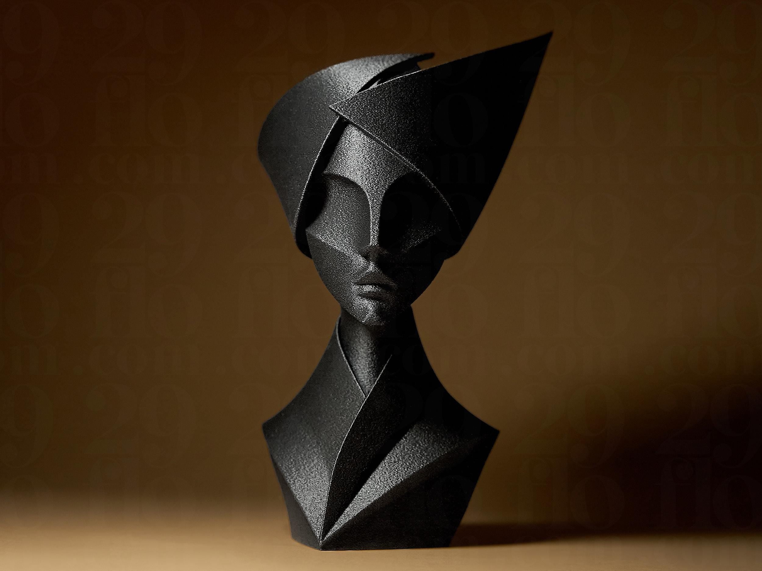 Minimalistic Woman Sculpture | Abstrakte Frauenbüste in Schwarz | 3D-gedruckte Skulptur | 29Flo Black Series | Symbol für Eleganz & Stärke Fehn-factory.de