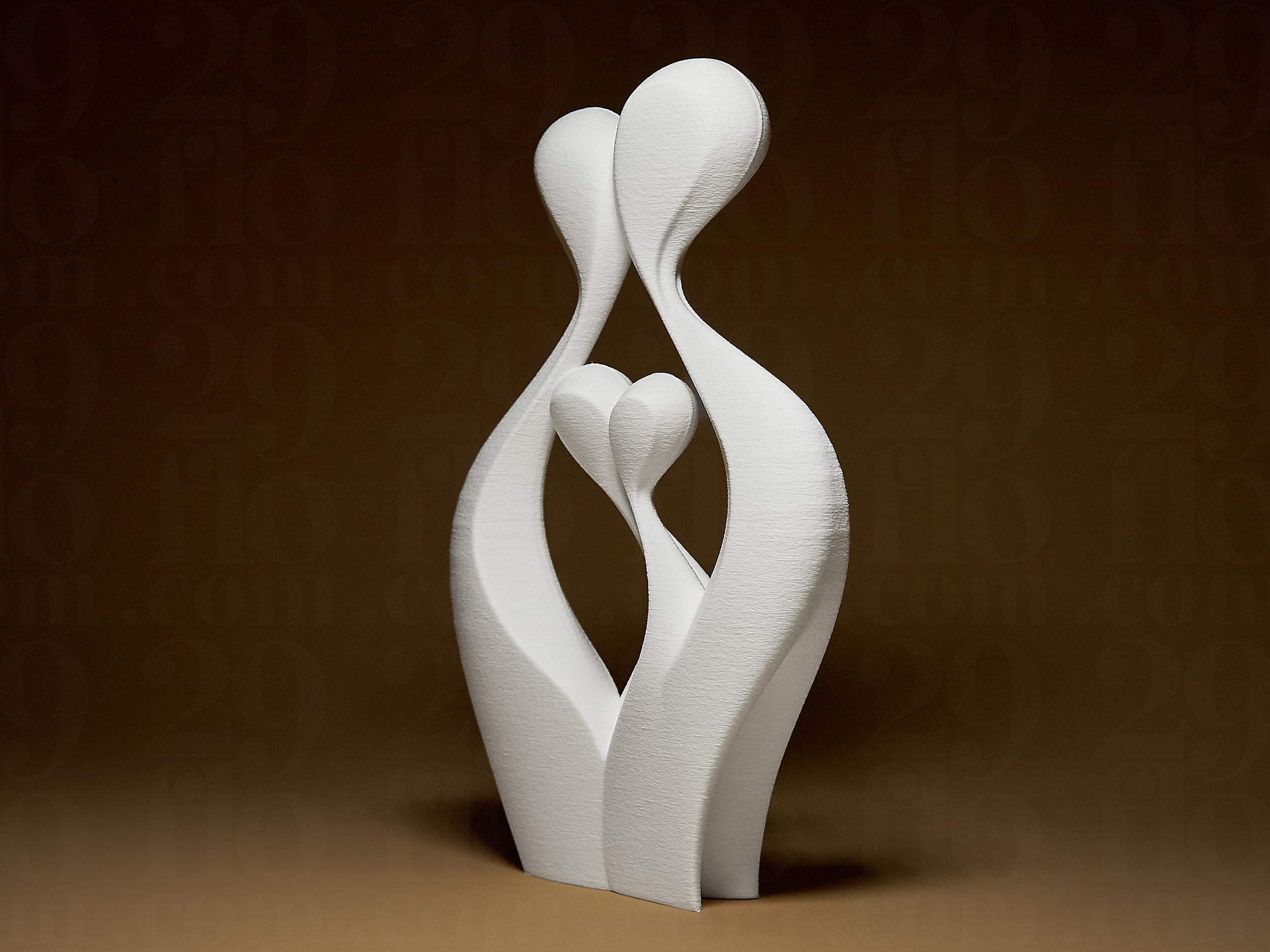 Abstract Family Sculpture | Moderne Familienfigur mit Herz | Minimalistische Deko Skulptur in Weiß Fehn-factory.de