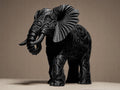 Designer Elephant Sculpture | Schwarze Elefantenfigur im modernen Stil | 3D-gedruckte Kunstskulptur mit Ornamentstruktur Fehn-factory.de