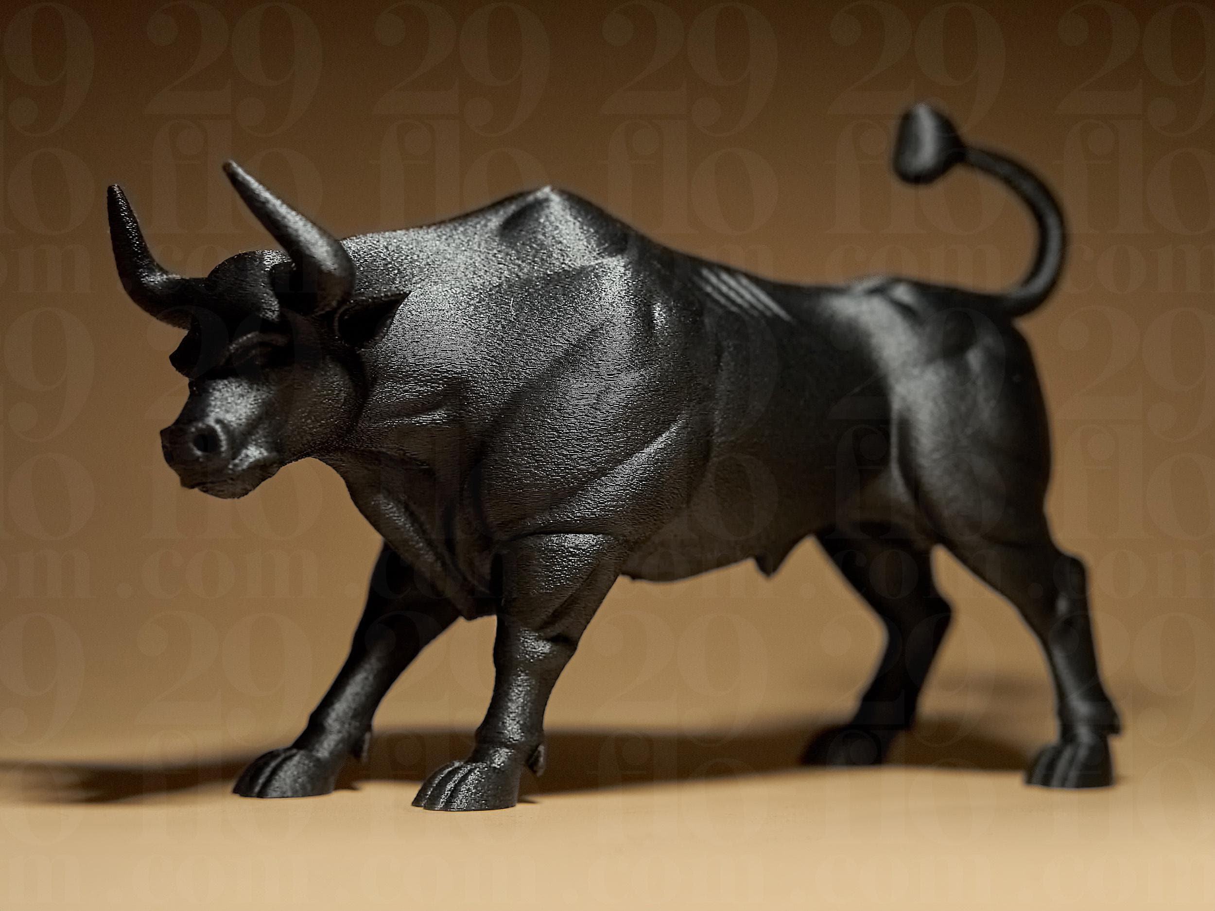 Mighty Bull Figurine | Schwarze Stier-Skulptur | 3D-gedruckte Designfigur mit kraftvoller Dynamik Fehn-factory.de