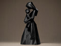 Geometric Mother and Child Figurine | Abstrakte Mutter-Kind Skulptur in Schwarz | Modernes Designobjekt für Deko & Geschenk Fehn-factory.de