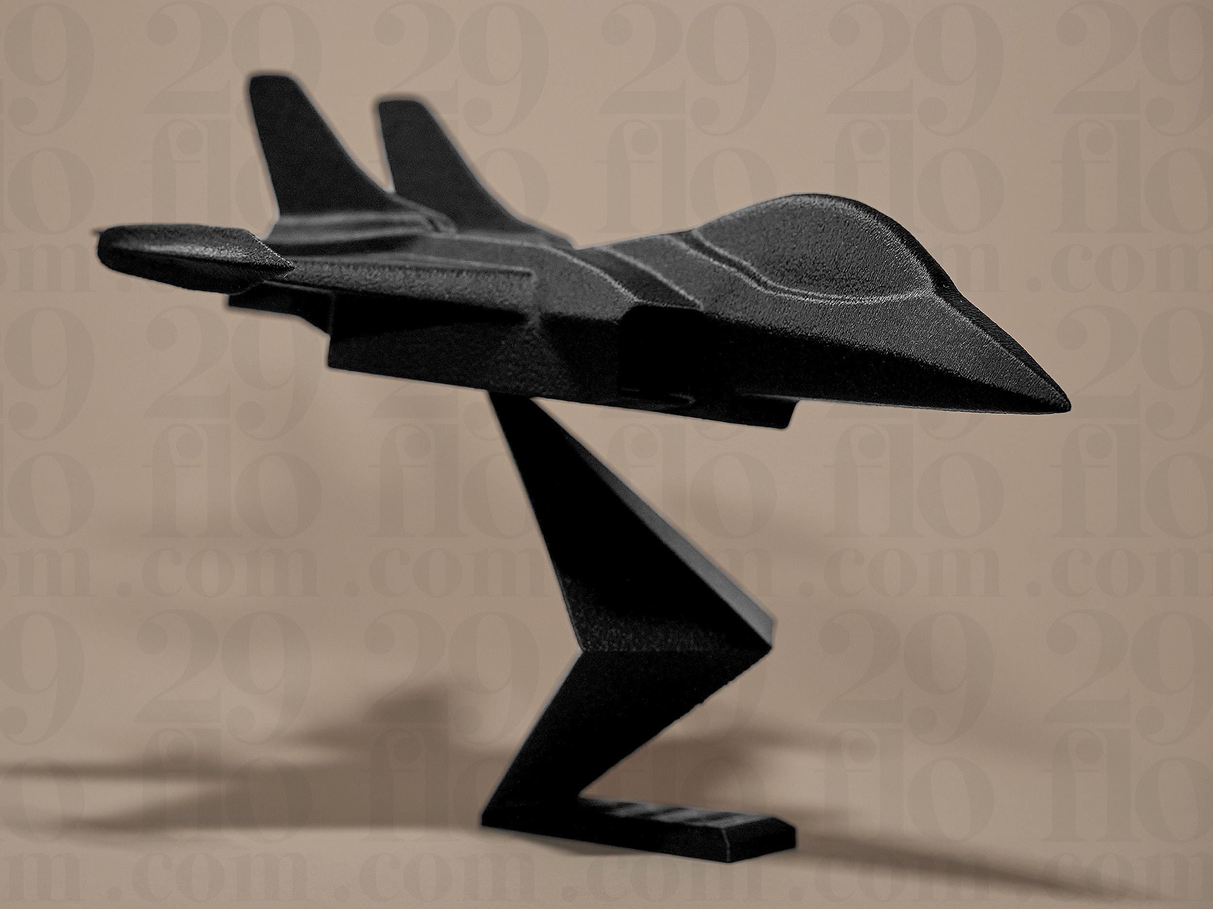 Fighter Aircraft Model | Modernes Kampfflugzeug auf Standfuß | Black Edition Designobjekt für Sammler & Deko Fehn-factory.de