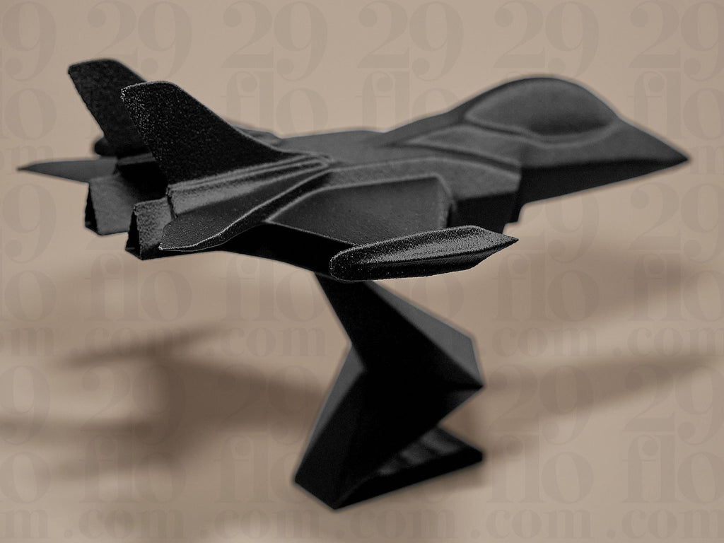 Fighter Aircraft Model | Modernes Kampfflugzeug auf Standfuß | Black Edition Designobjekt für Sammler & Deko Fehn-factory.de