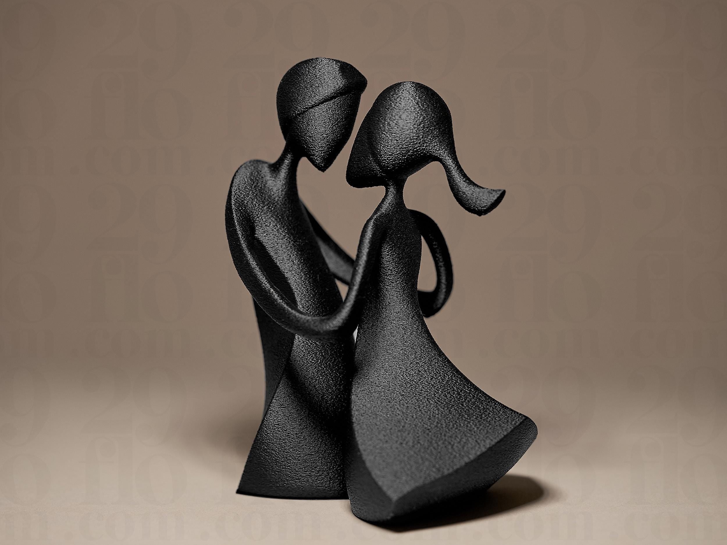 Abstract Romantic Couple Sculpture | Moderne Liebespaar Figur | Black Edition Designobjekt für Zuhause Fehn-factory.de