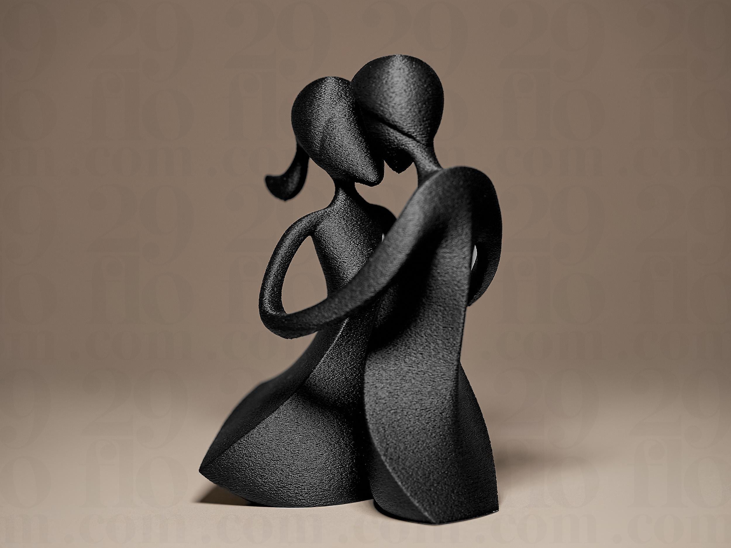 Abstract Romantic Couple Sculpture | Moderne Liebespaar Figur | Black Edition Designobjekt für Zuhause Fehn-factory.de
