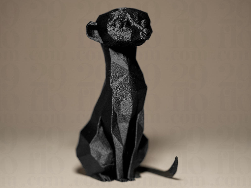 Geometric Meerkat Figurine | Moderne Erdmännchen Statue | Black Edition Designobjekt für Wohnzimmer oder Büro Fehn-factory.de