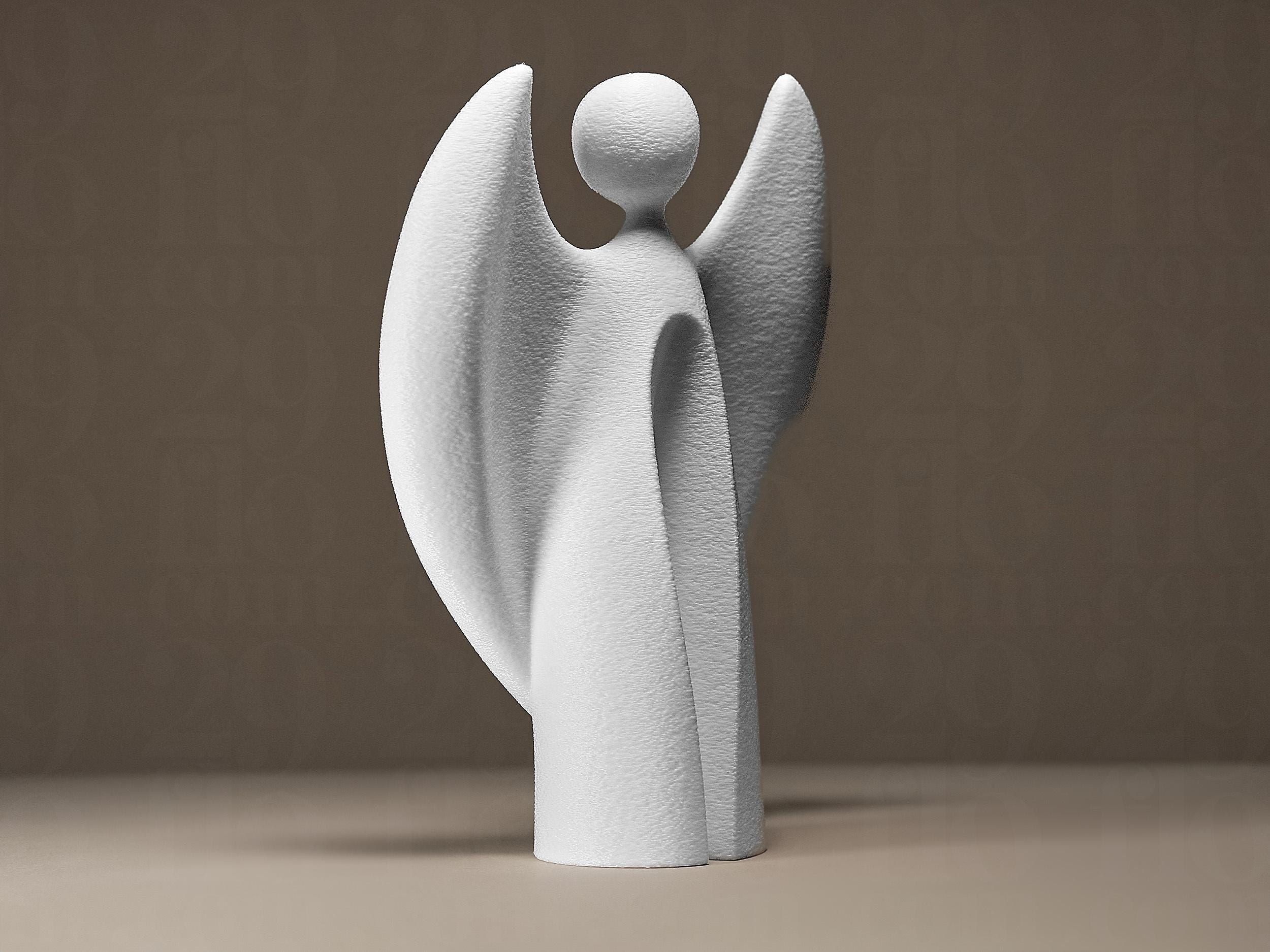 Modern Angel Figurine | Abstrakte Engel Skulptur | Weißes Designobjekt als Symbol für Schutz & Ruhe Fehn-factory.de