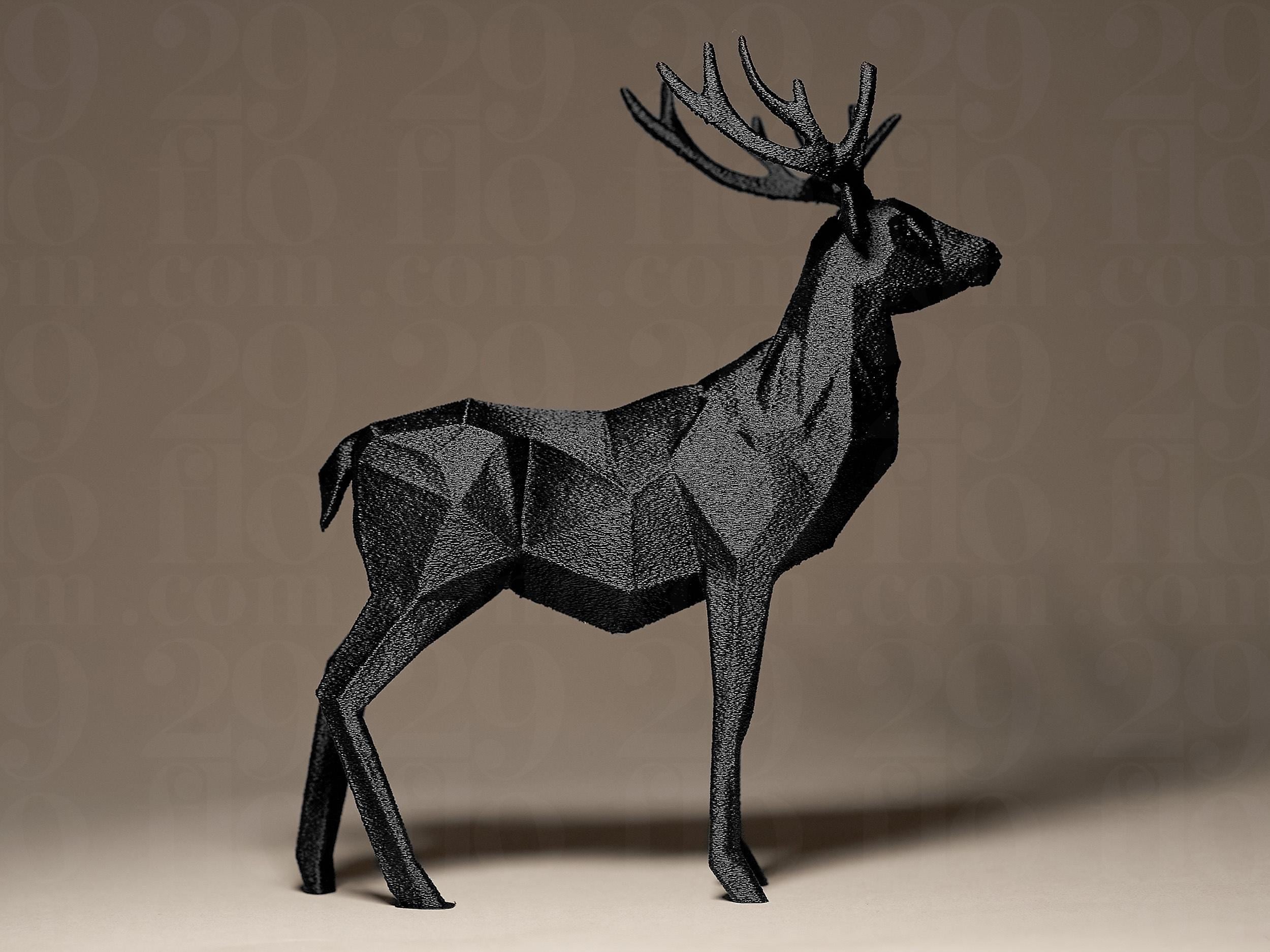 Geometric Deer Figurine | Moderner Hirsch aus geometrischen Formen | Elegante Dekofigur in Schwarz Fehn-factory.de