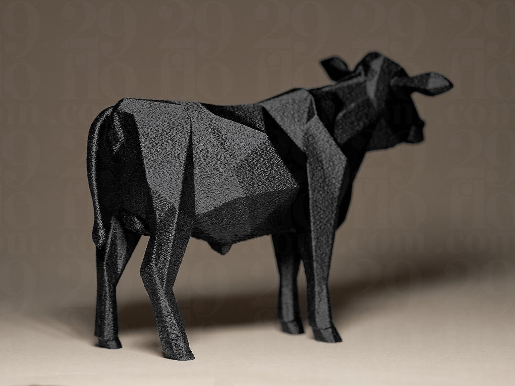 Geometric Cow Figurine | Moderne Kuhskulptur in geometrischem Design | Stilvolle Dekofigur in Schwarz Fehn-factory.de