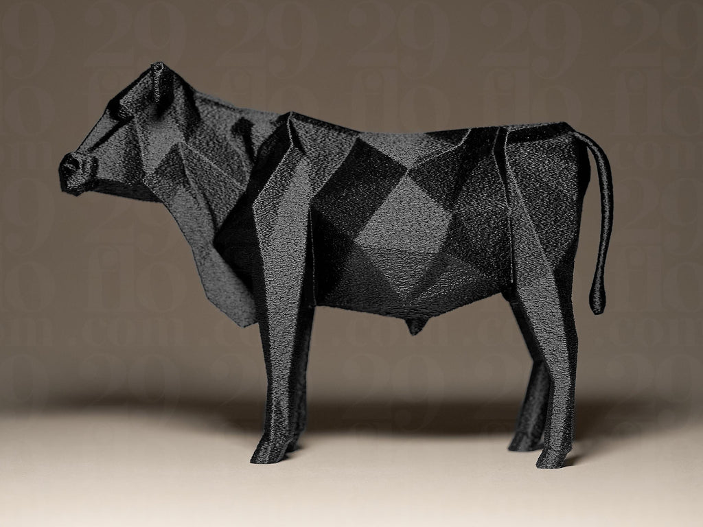 Geometric Cow Figurine | Moderne Kuhskulptur in geometrischem Design | Stilvolle Dekofigur in Schwarz Fehn-factory.de