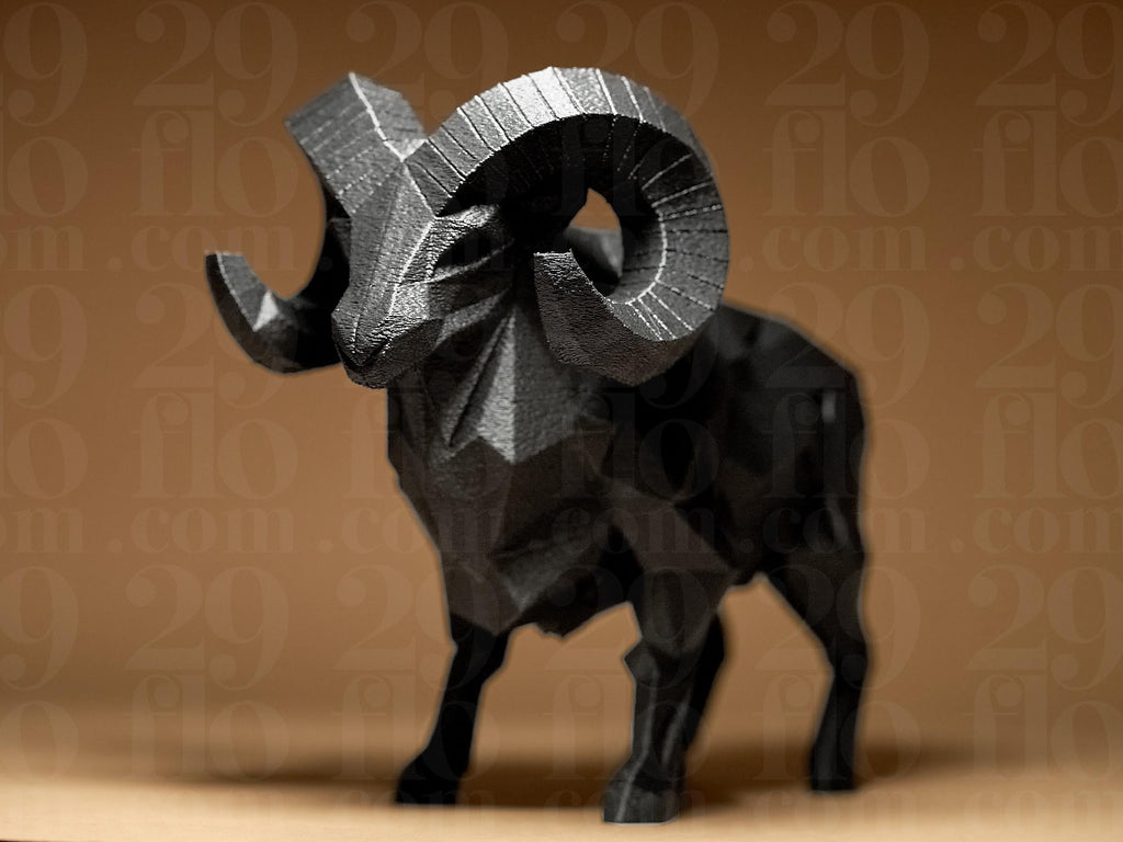 Geometric Ram Figurine | Moderner Widder aus geometrischen Formen | Stylische Dekofigur in Schwarz Fehn-factory.de