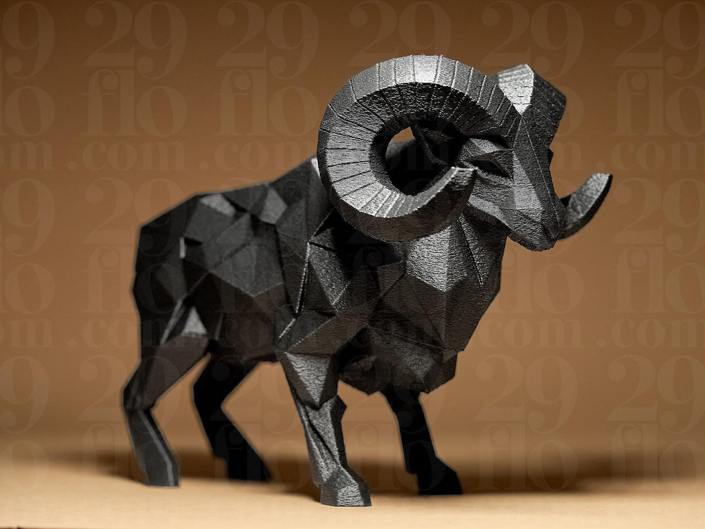 Geometric Ram Figurine | Moderner Widder aus geometrischen Formen | Stylische Dekofigur in Schwarz Fehn-factory.de