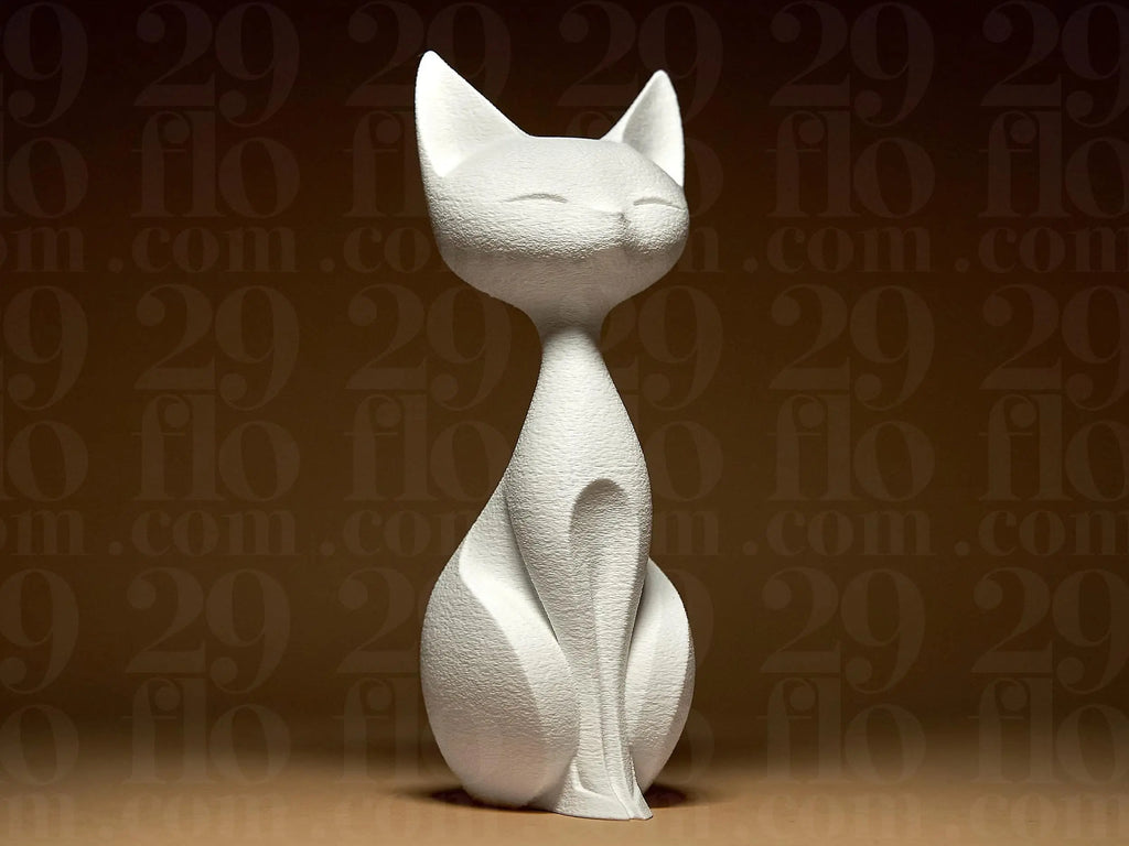 Elegant Cat Sculpture | Minimalistische Katzenfigur im modernen Stil | Stilvolle weiße Dekofigur Fehn-factory.de