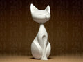 Elegant Cat Sculpture | Minimalistische Katzenfigur im modernen Stil | Stilvolle weiße Dekofigur Fehn-factory.de