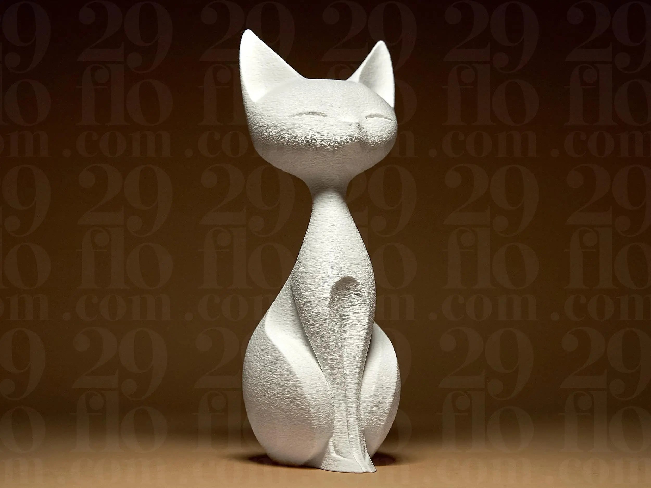 Elegant Cat Sculpture | Minimalistische Katzenfigur im modernen Stil | Stilvolle weiße Dekofigur Fehn-factory.de