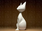 Elegant Cat Sculpture | Minimalistische Katzenfigur im modernen Stil | Stilvolle weiße Dekofigur Fehn-factory.de