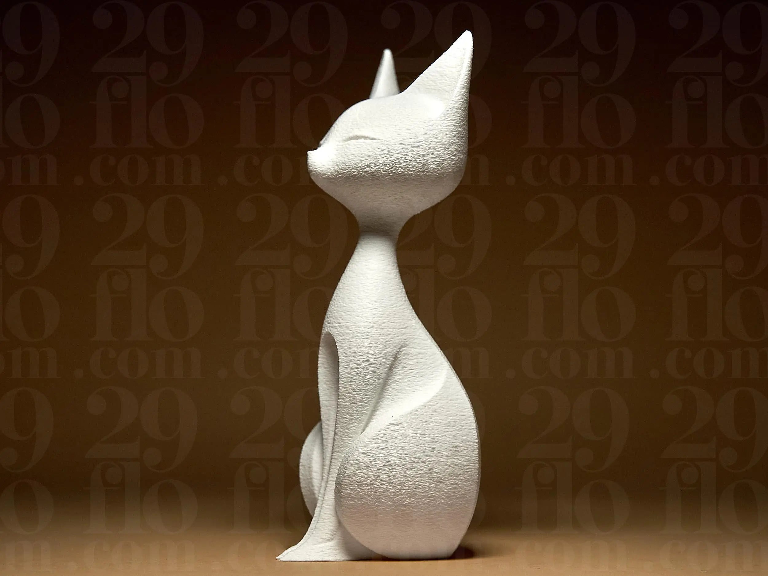 Elegant Cat Sculpture | Minimalistische Katzenfigur im modernen Stil | Stilvolle weiße Dekofigur Fehn-factory.de