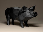 Geometric Pig Figurine | Modernes Schwein aus geometrischen Formen | Stilvolle Dekofigur in Schwarz Fehn-factory.de