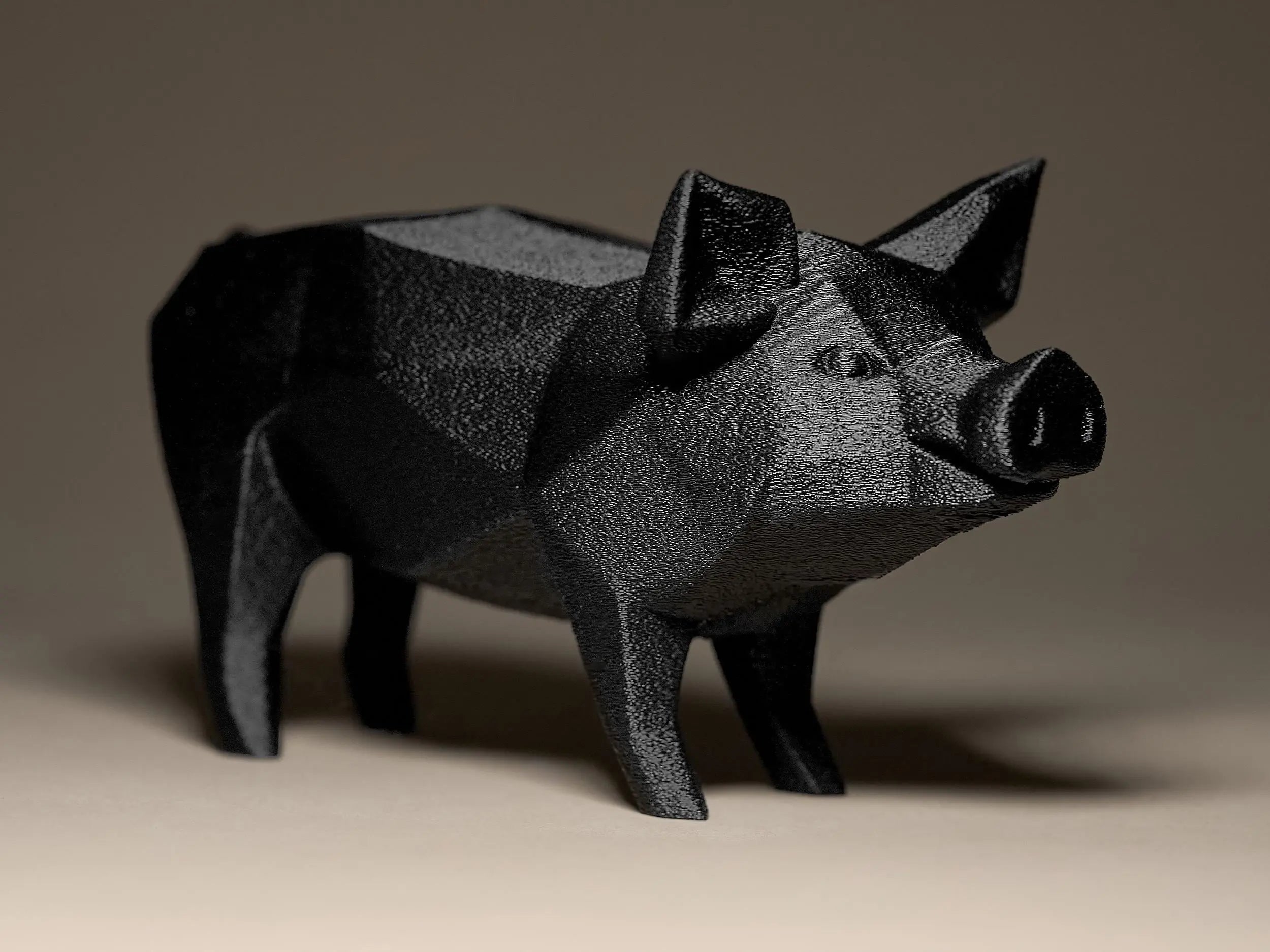 Geometric Pig Figurine | Modernes Schwein aus geometrischen Formen | Stilvolle Dekofigur in Schwarz Fehn-factory.de