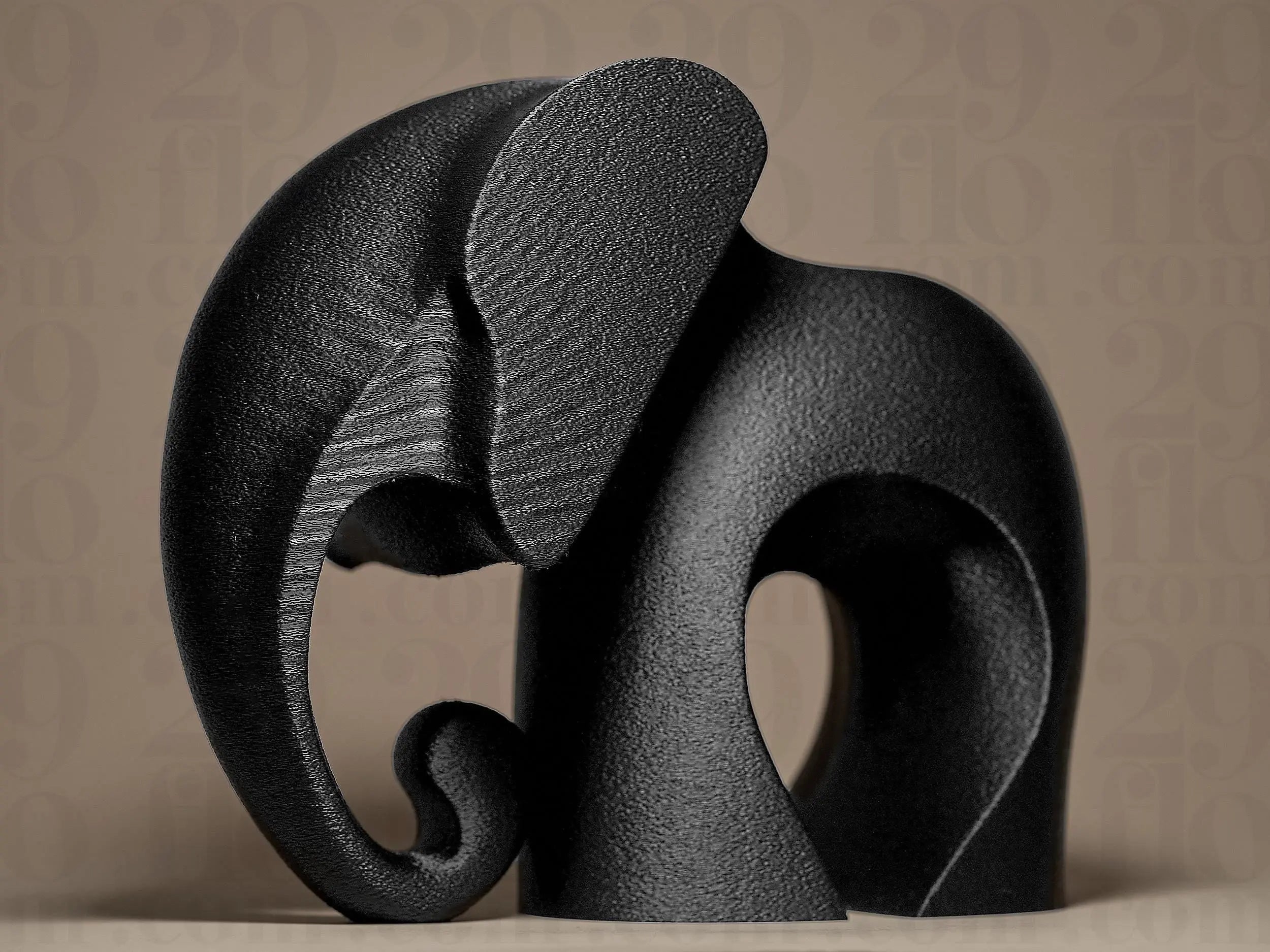 Modern Elephant Figurine | Abstrakte Elefantenstatue | Minimalistische Tierfigur in Schwarz Fehn-factory.de