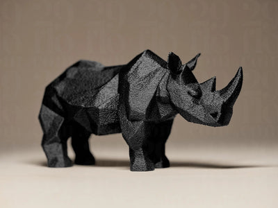 Rhino Decor Figurine | Geometrisches Nashorn | Moderne Tierfigur in Schwarz oder Weiß