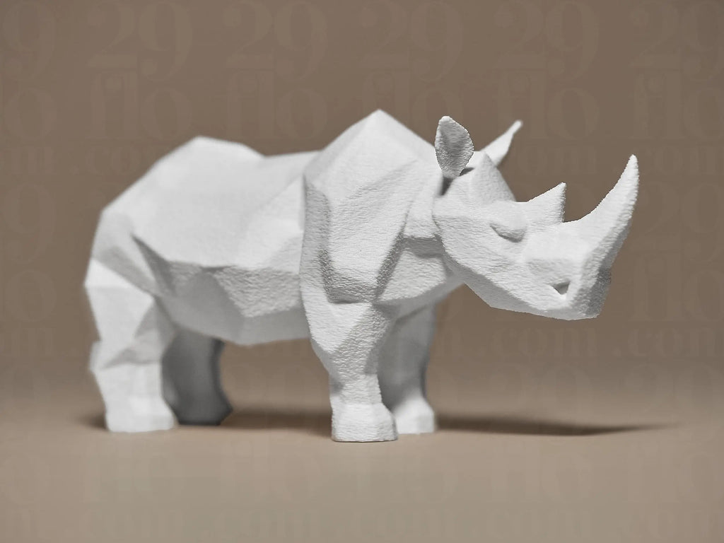 Rhino Decor Figurine | Geometrisches Nashorn | Moderne Tierfigur in Schwarz oder Weiß Fehn-factory.de