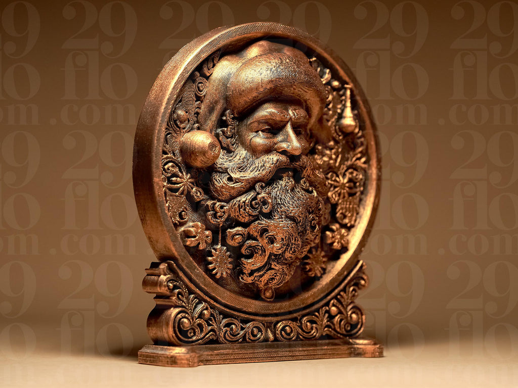 Santa Claus Relief Figurine | Weihnachtsmann Relief Skulptur | Wand- & Tischdeko | Schwarz oder Gold-Antik Fehn-factory.de