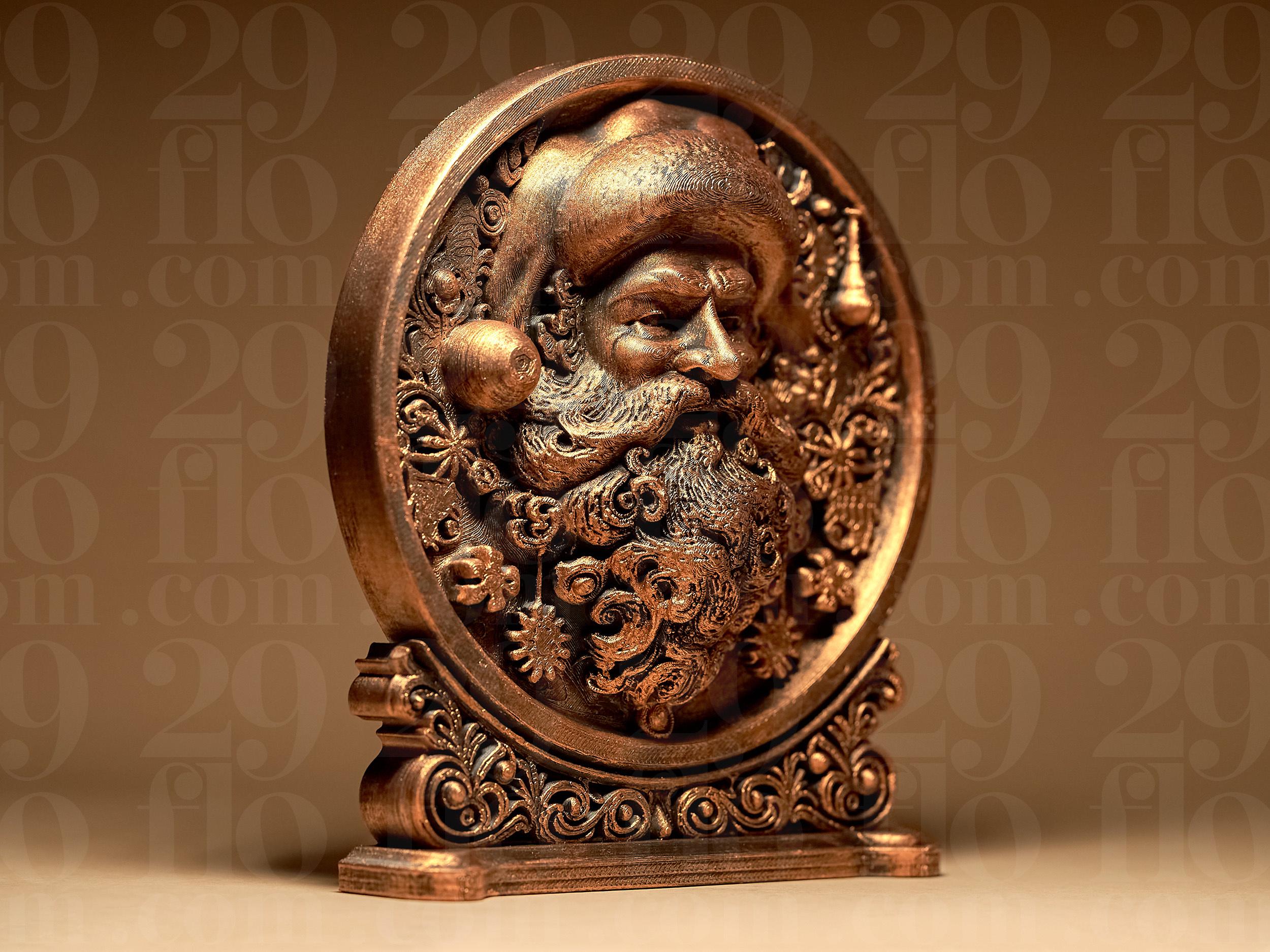 Santa Claus Relief Figurine | Weihnachtsmann Relief Skulptur | Wand- & Tischdeko | Schwarz oder Gold-Antik Fehn-factory.de