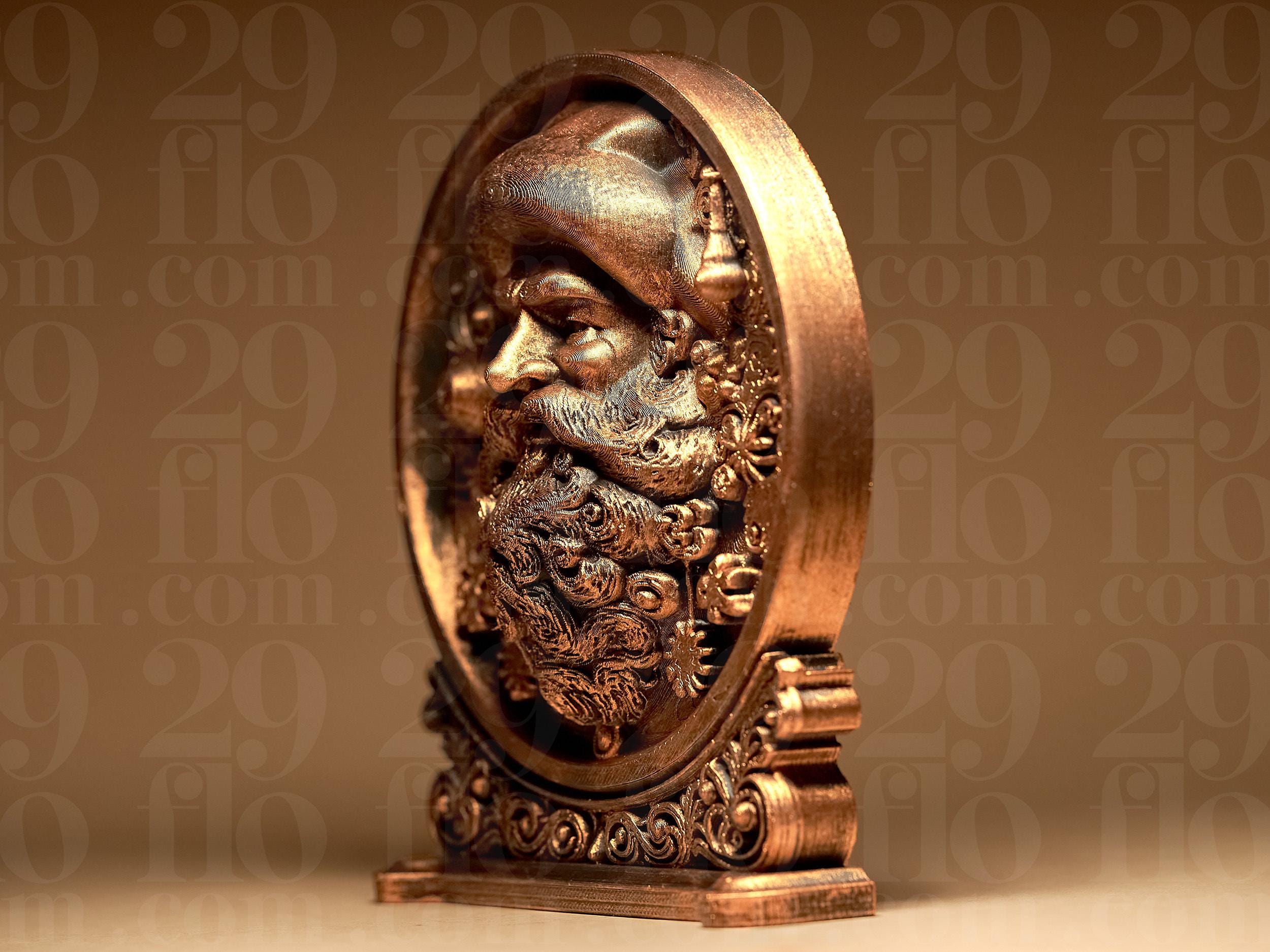 Santa Claus Relief Figurine | Weihnachtsmann Relief Skulptur | Wand- & Tischdeko | Schwarz oder Gold-Antik Fehn-factory.de