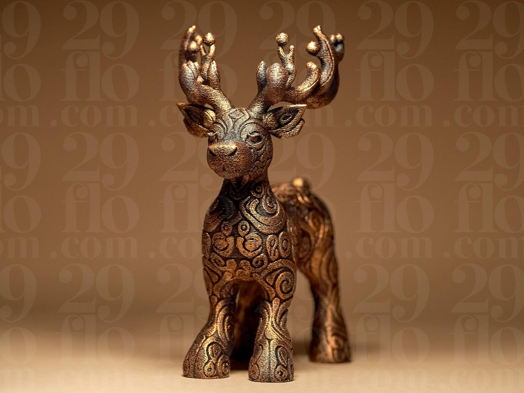 Reindeer Ornamental Figur | Rentier Skulptur | Weihnachtliche Dekofigur in Schwarz oder Gold-Antik Fehn-factory.de