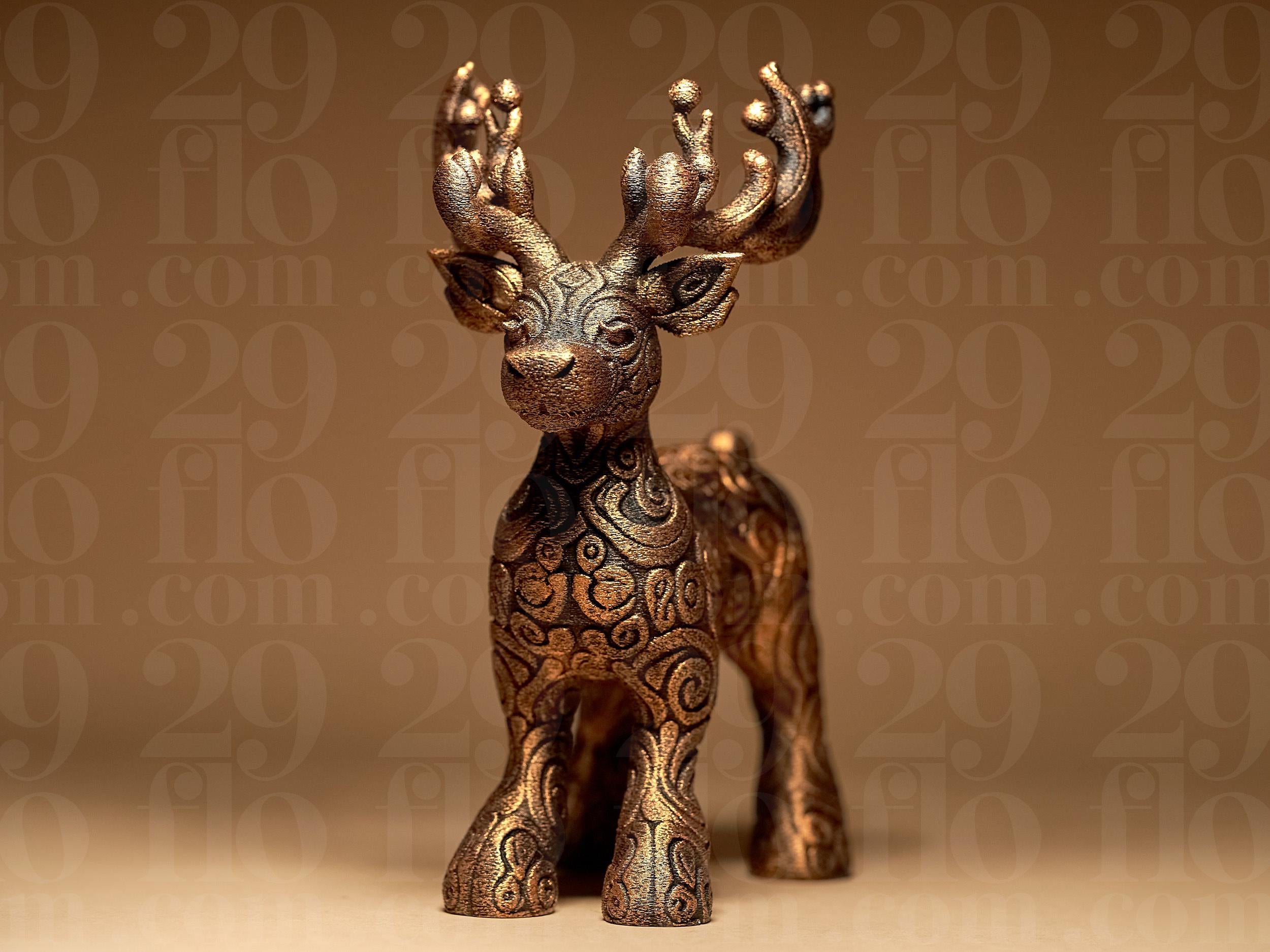 Reindeer Ornamental Figur | Rentier Skulptur | Weihnachtliche Dekofigur in Schwarz oder Gold-Antik Fehn-factory.de