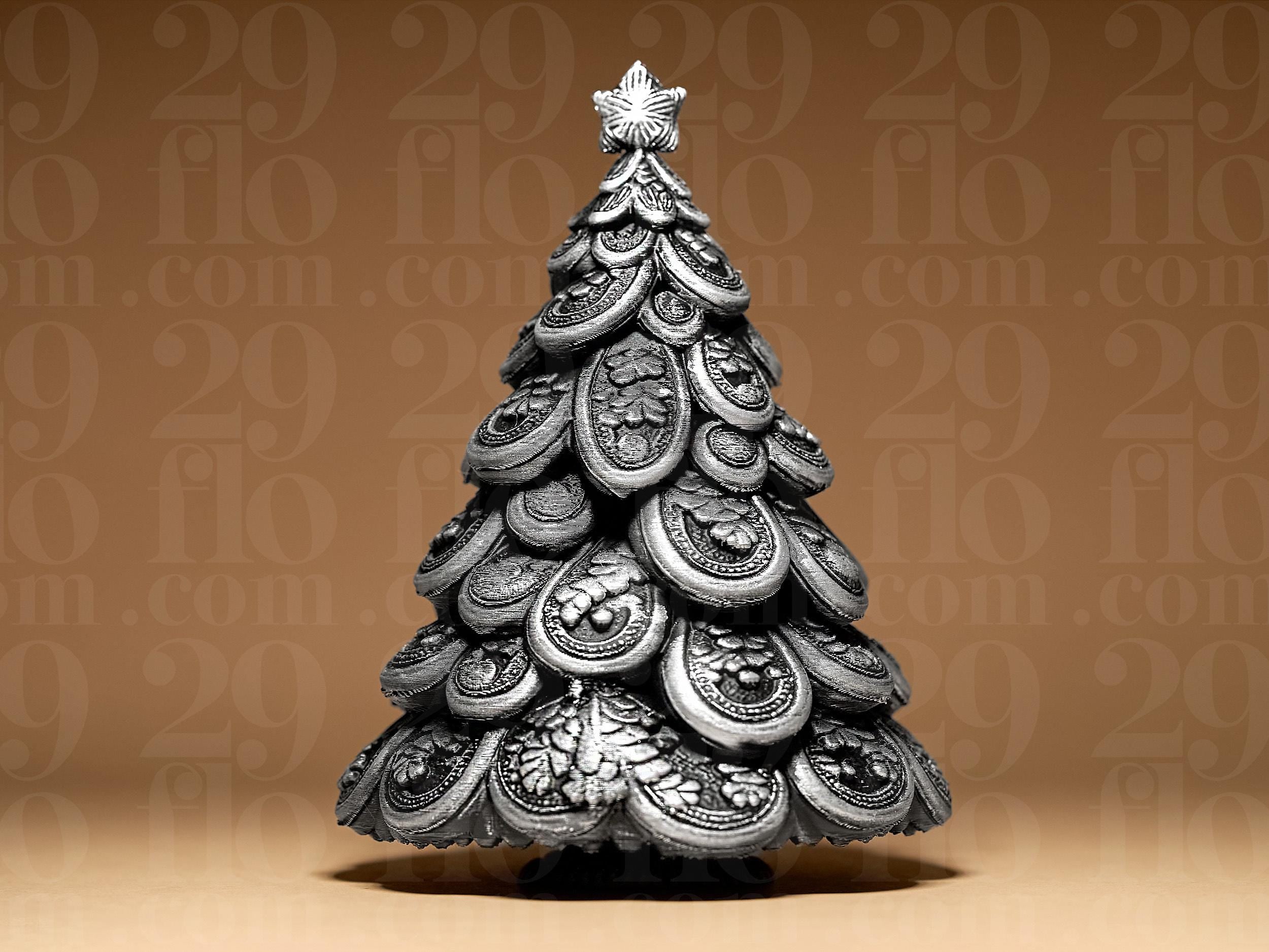 Christmas Tree Ornamental Figur | Deko-Weihnachtsbaum | Festliche Skulptur in Schwarz oder handbemalt in Silber-Antik Fehn-factory.de
