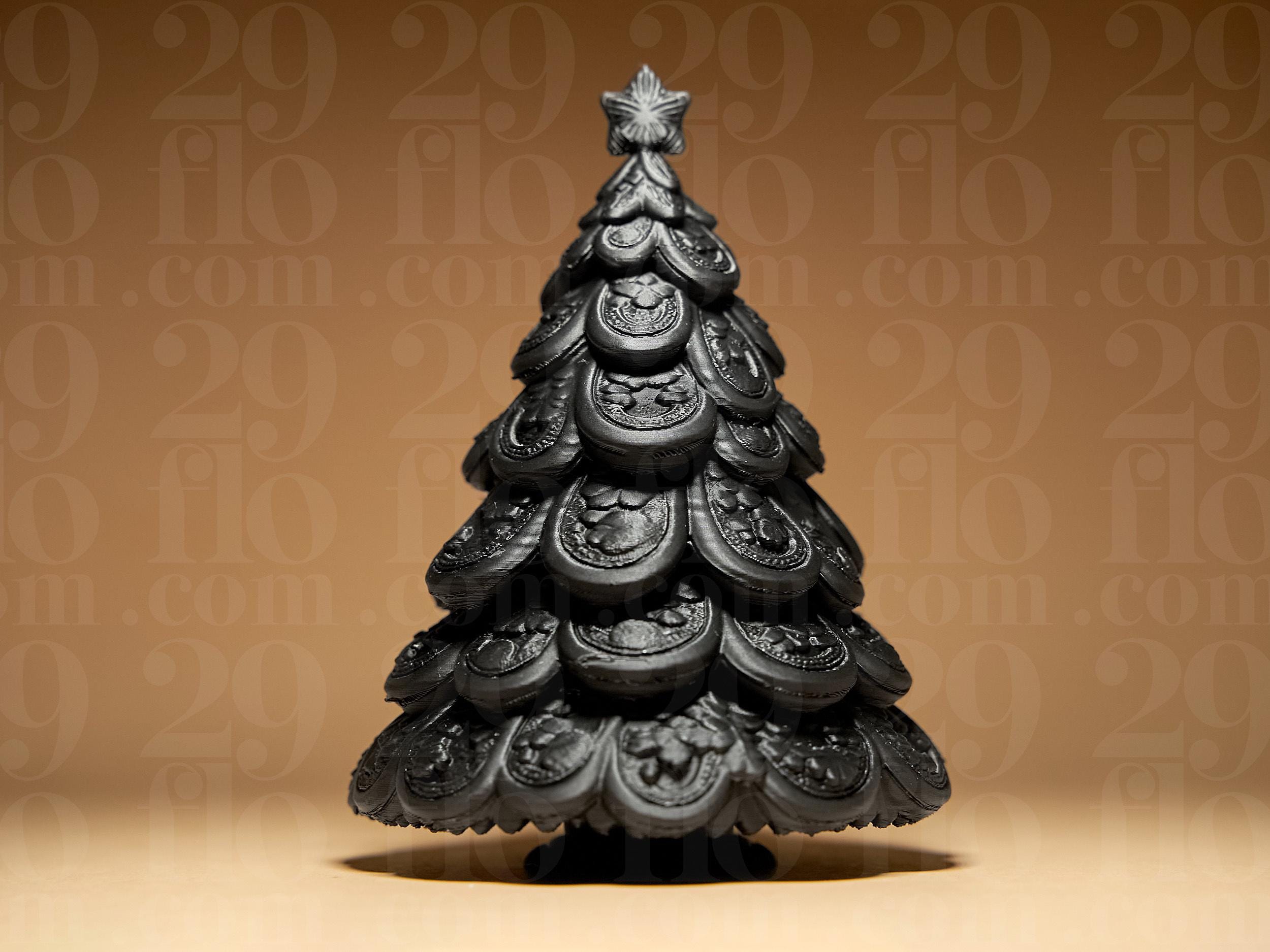 Christmas Tree Ornamental Figur | Deko-Weihnachtsbaum | Festliche Skulptur in Schwarz oder handbemalt in Silber-Antik Fehn-factory.de