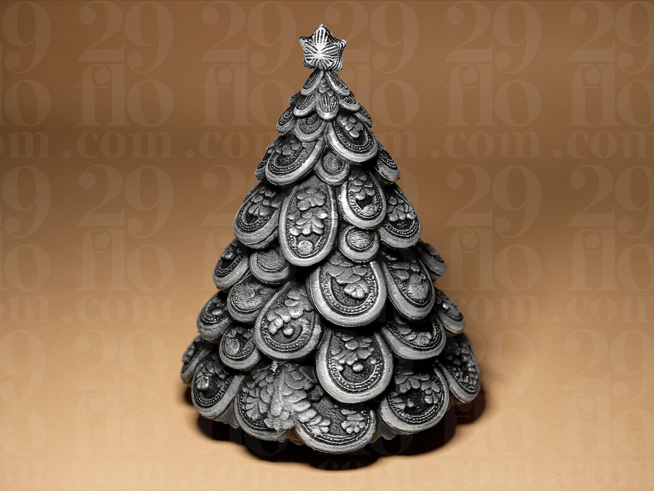 Christmas Tree Ornamental Figur | Deko-Weihnachtsbaum | Festliche Skulptur in Schwarz oder handbemalt in Silber-Antik Fehn-factory.de