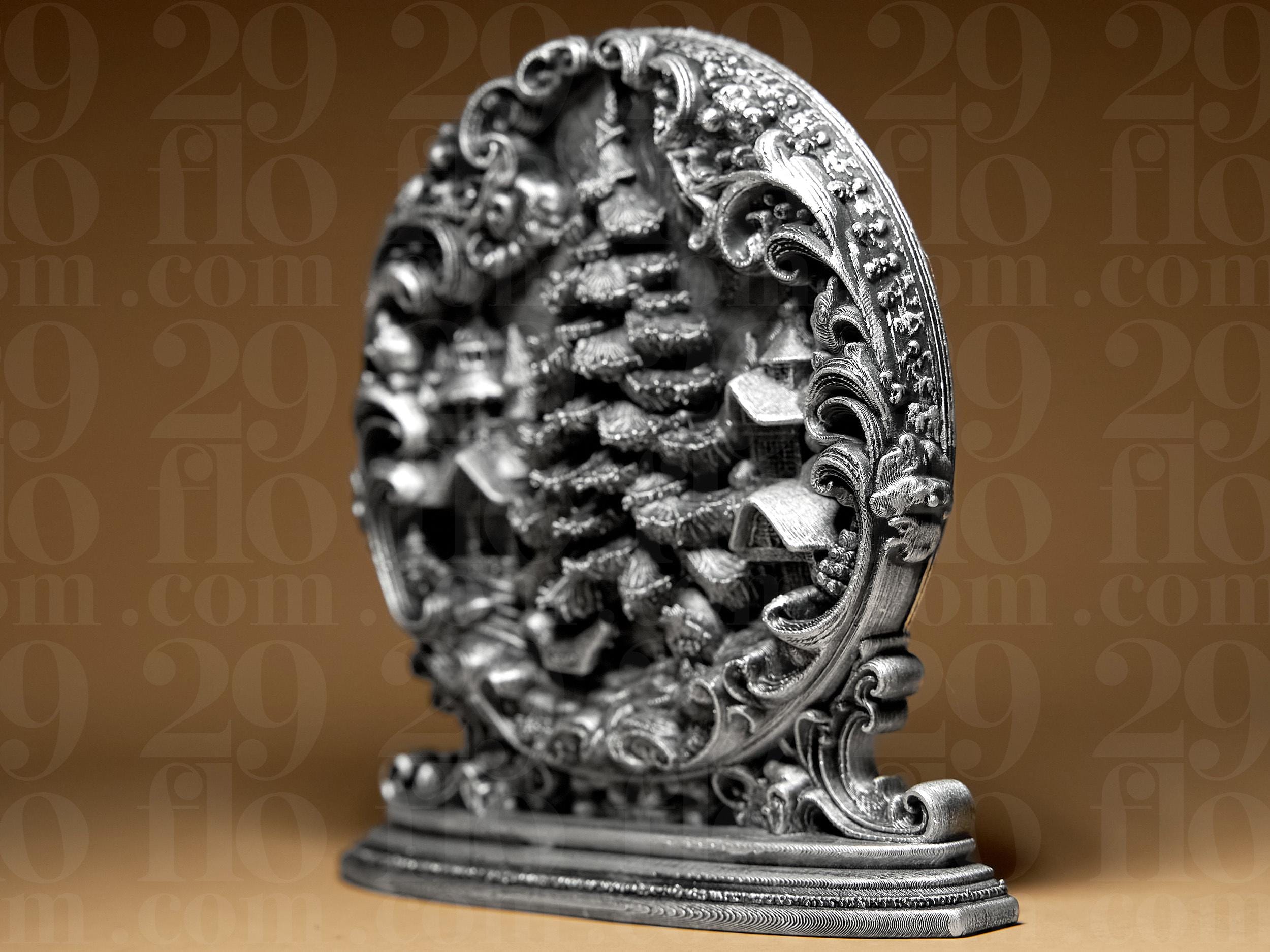 Winter Relief Figur | Dekoratives Wandrelief mit Winterlandschaft | Kunstvolle Skulptur in Schwarz oder handbemalt in Silber Fehn-factory.de
