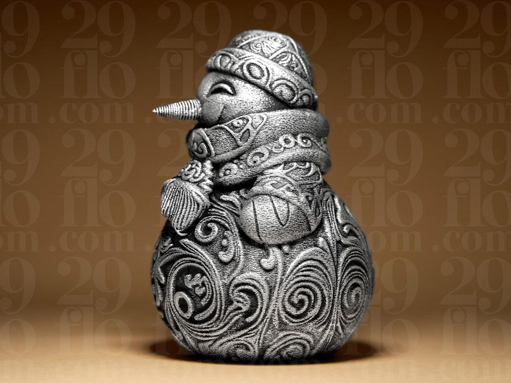 Snowman Ornamental Figur | Winter Dekofigur | Schneemann Skulptur in Schwarz oder handbemalt in Silber Fehn-factory.de