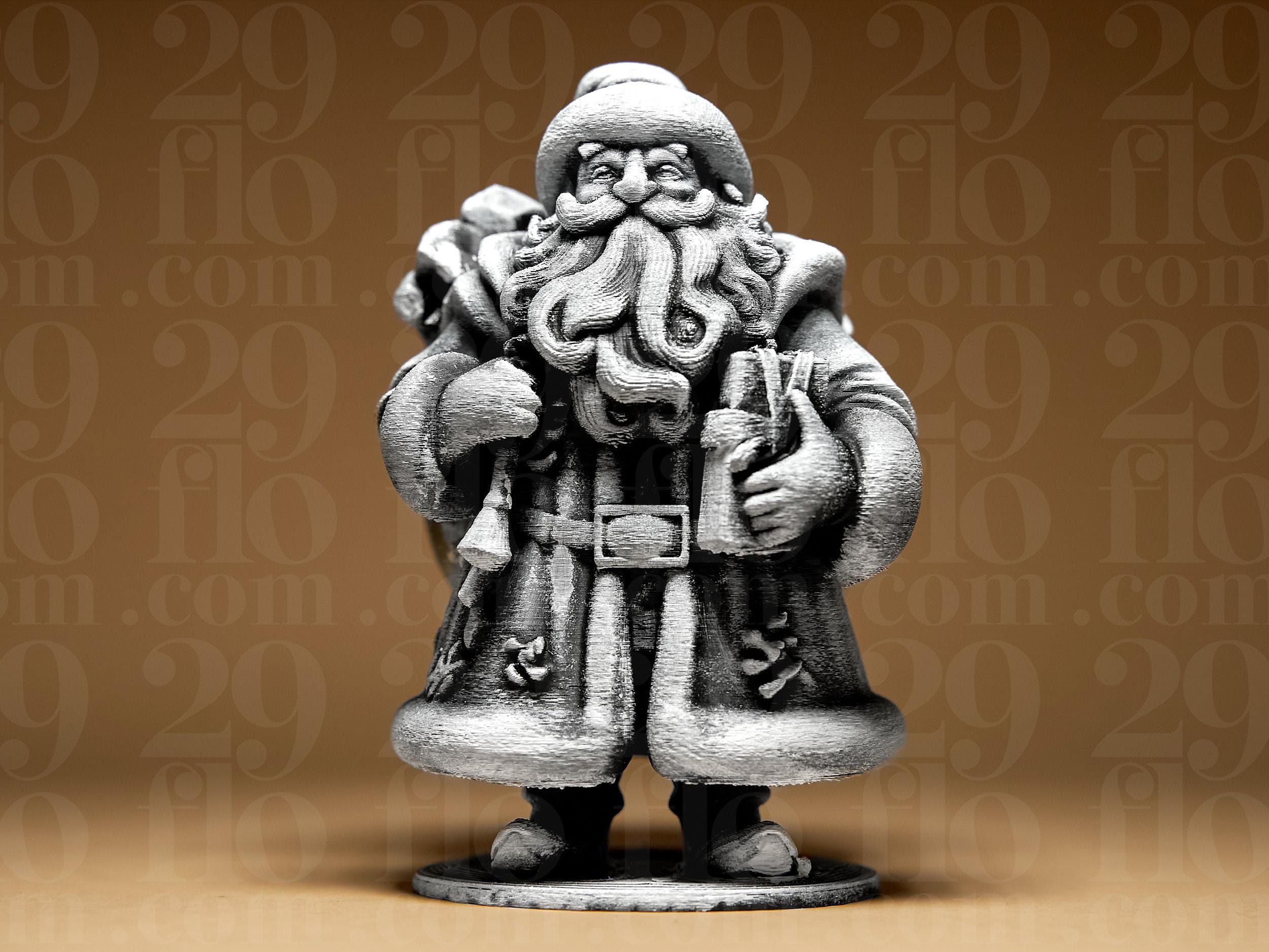 Santa Claus Figur | Weihnachtsmann Skulptur | Dekorative Winterfigur in Schwarz oder handbemalt in Silber Fehn-factory.de