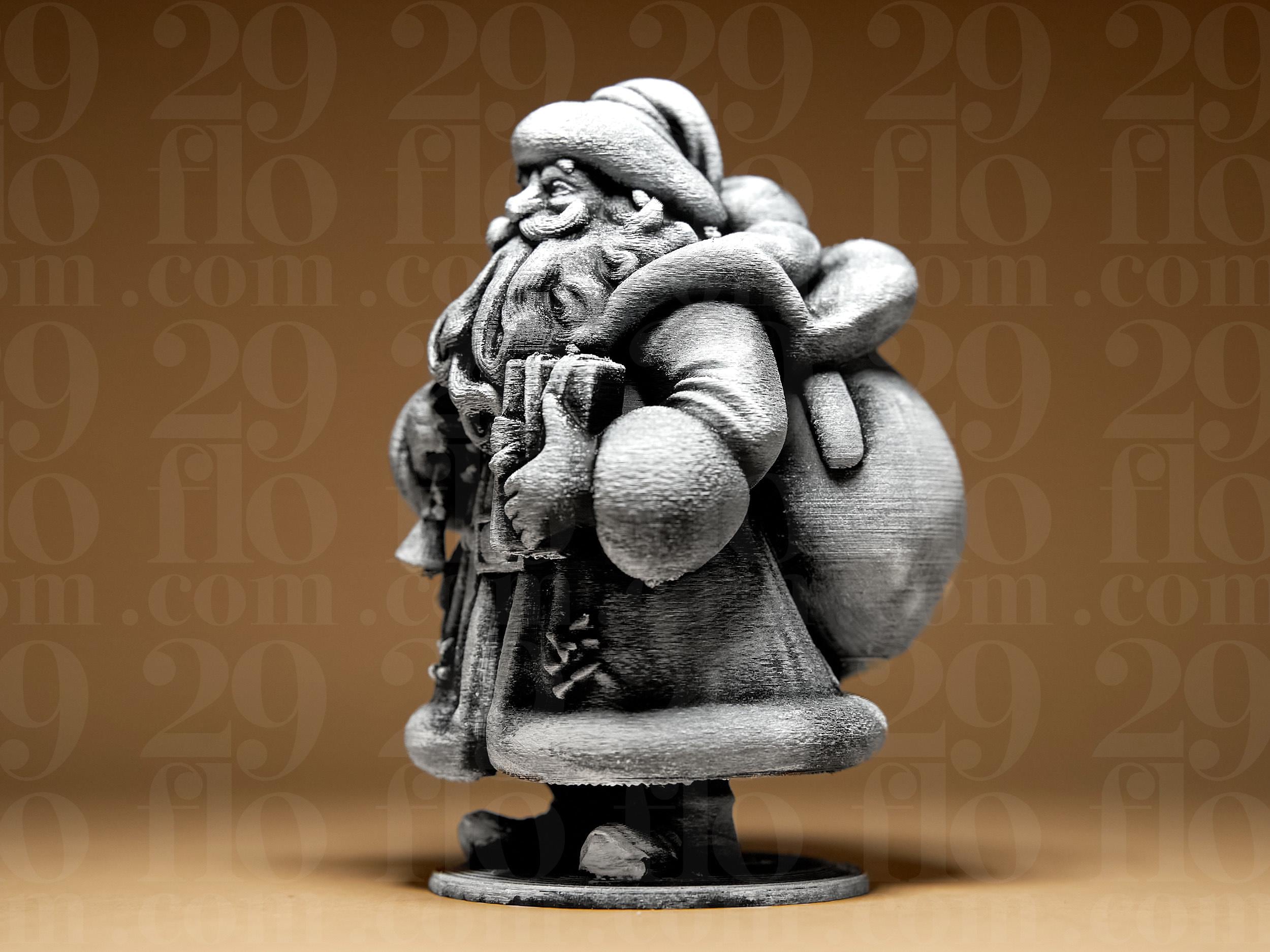 Santa Claus Figur | Weihnachtsmann Skulptur | Dekorative Winterfigur in Schwarz oder handbemalt in Silber Fehn-factory.de