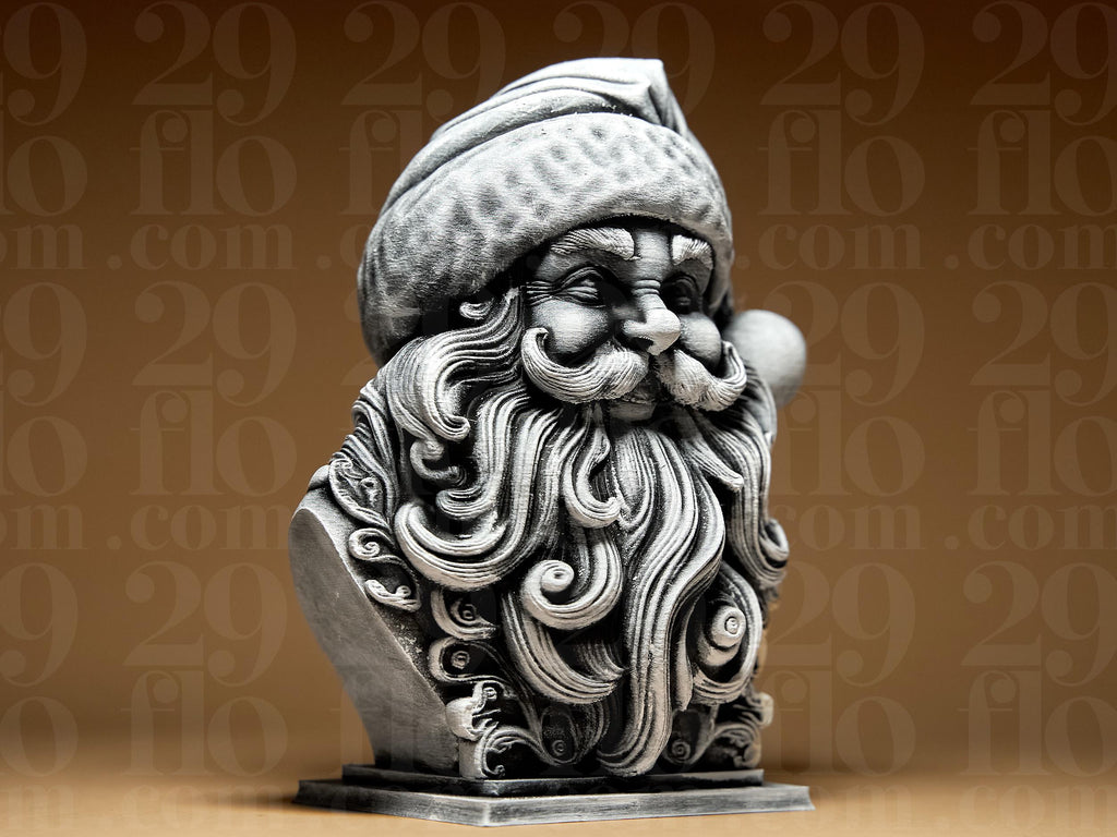 Santa Claus Büste | Weihnachtsmann Figur | Edle Weihnachtsdekoration in Schwarz oder handbemalt in Silber Fehn-factory.de